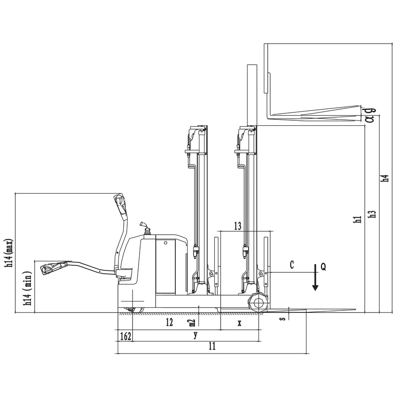 Električni slagač paleta EVVP12C/EVVP15C sa visinom dizanja 2500-5600 mm