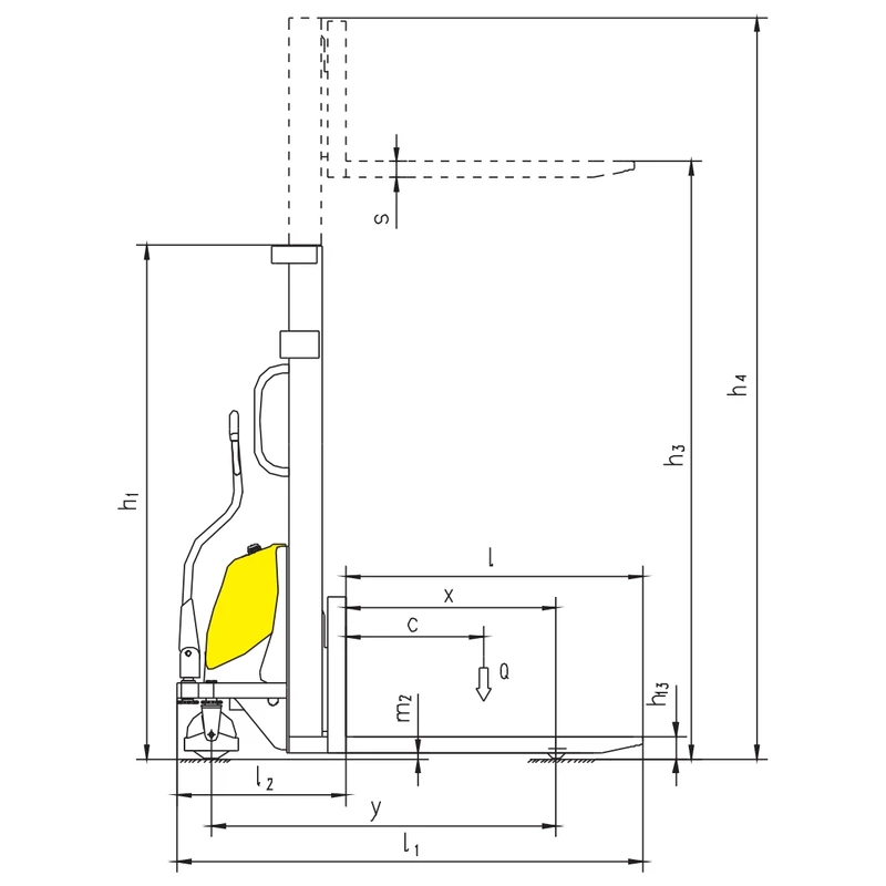 Poluelektrični slagač paleta PEVV10/PEVV15, visina dizanja 1600–3500 mm
