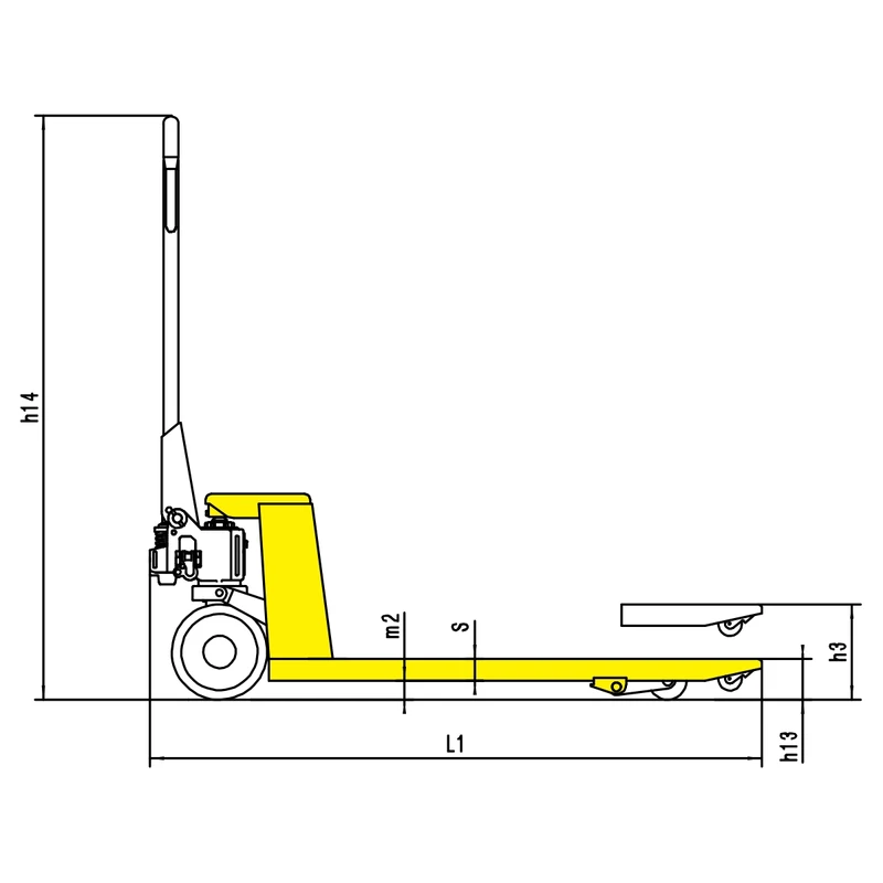 Dimenzije mini ručnog paletnog viljuškara RPV500M 500 kg