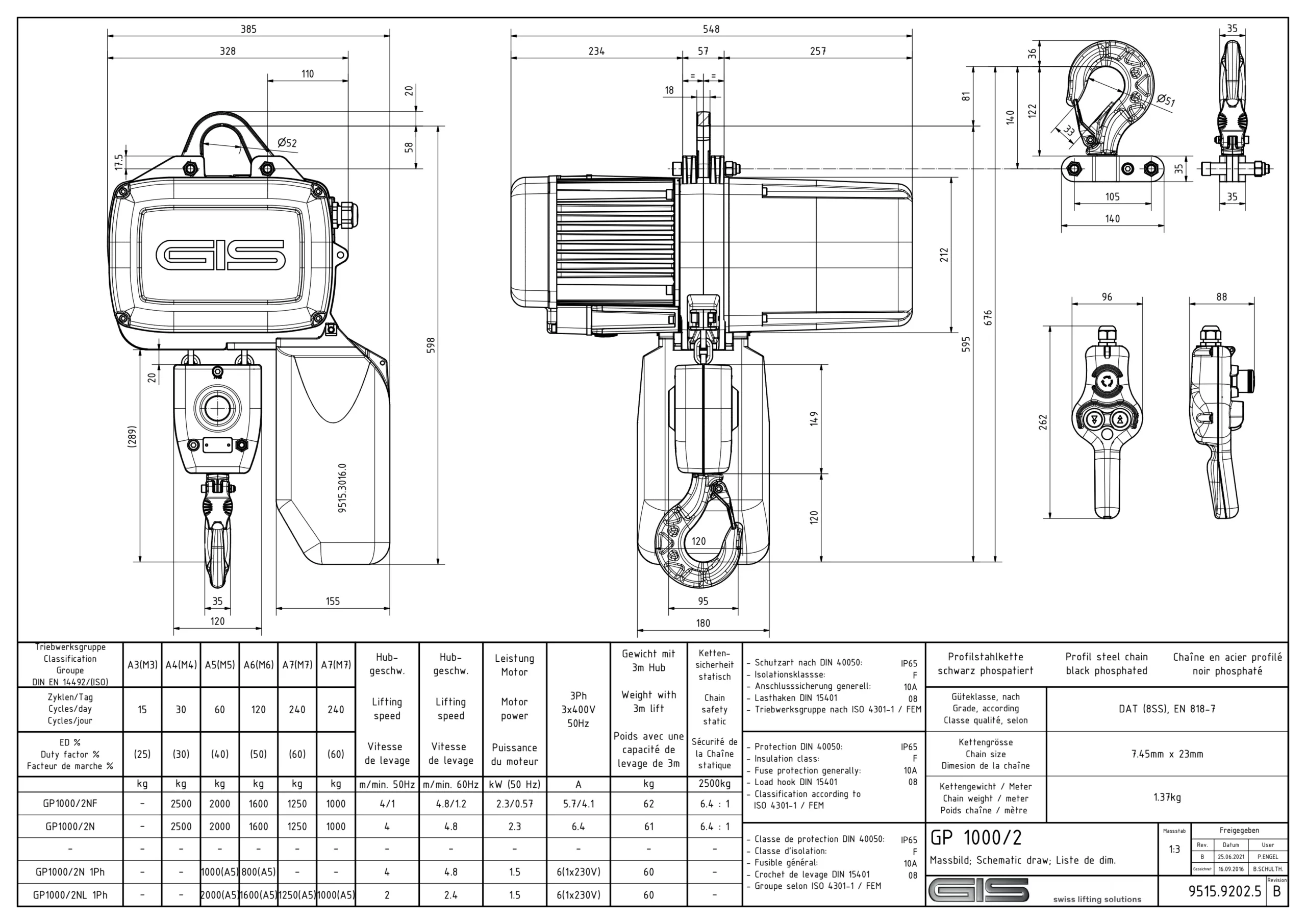 GIS GP1000 industrijska električna lančana dizalica