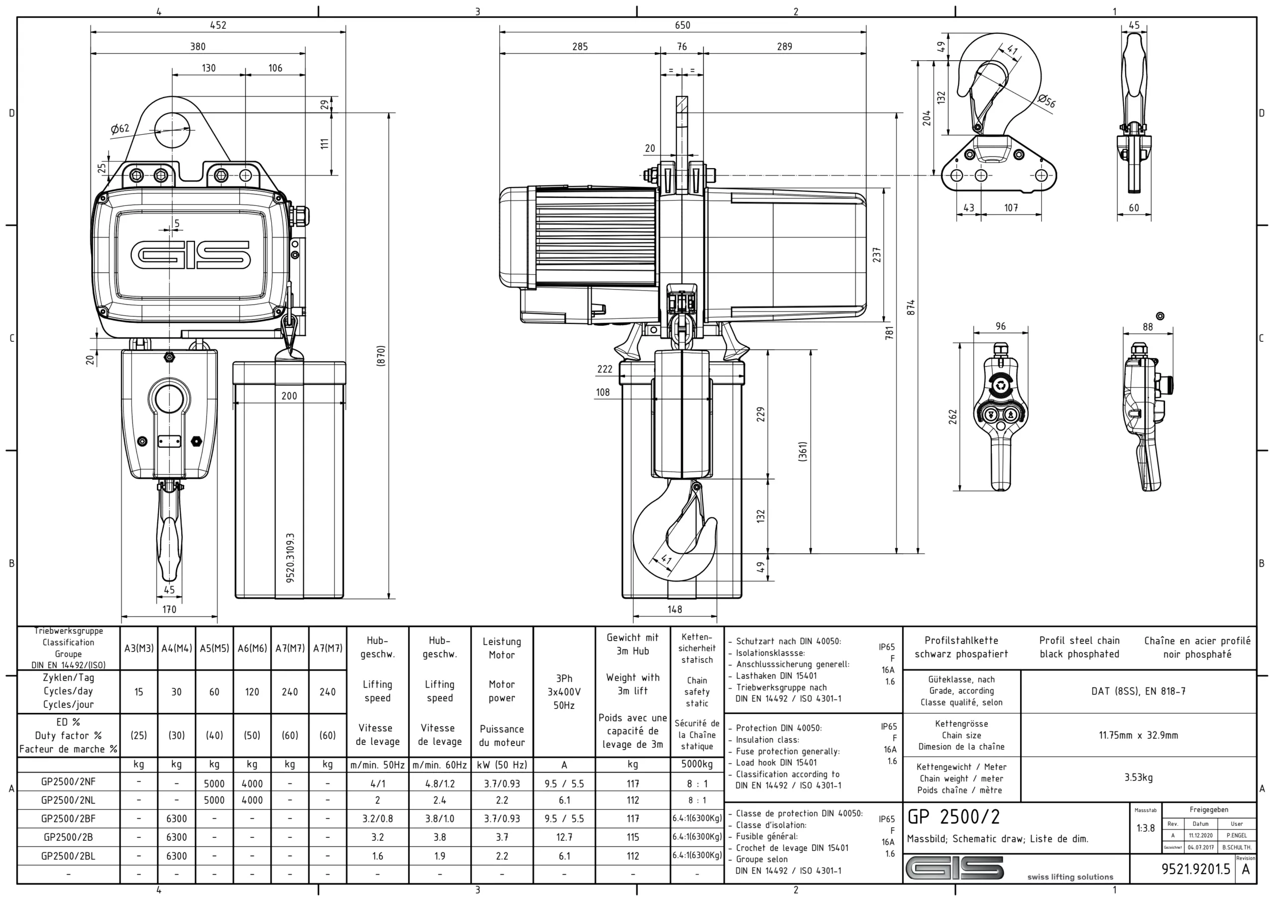 GIS GP2500 industrijska električna lančana dizalica