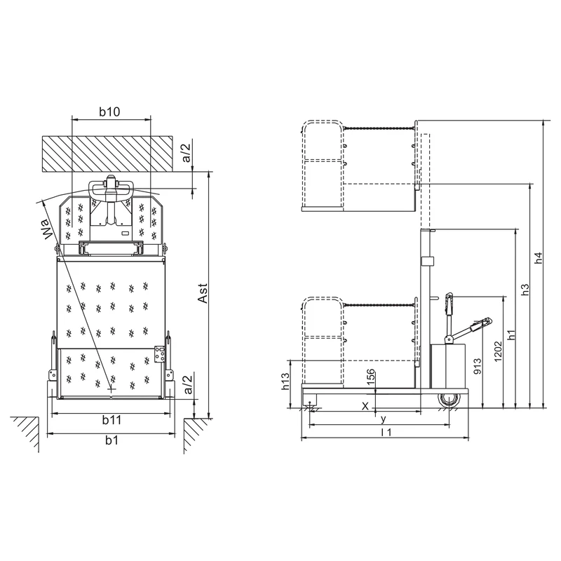 Radna platforma električnog komisionog viljuškara EKV400, 400 kg